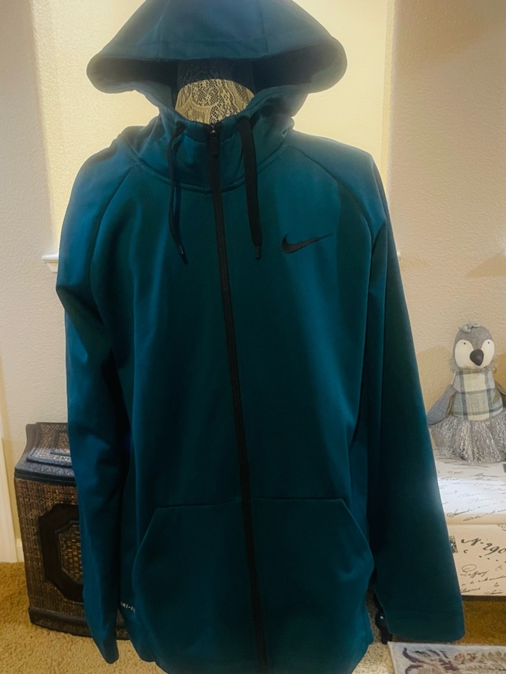 Nike Men’s Teal Full-Zip Hooded Performance Jacket